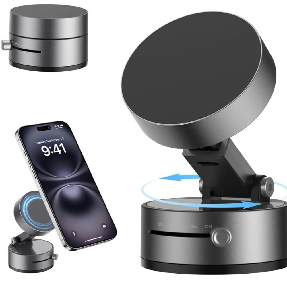2025 Upgraded Vacuum Suction Magnetic Phone Holder, Retractable Strong Suction